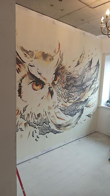 Декоративная роспись: Авторская настенная роспись “Сова” - Большой панно-арт на стене — 2