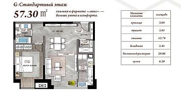 104серии: 1 комната, 57 м², Асанбай мкр Элитка, 4 этаж, ПСО (под самоотделку) — 1