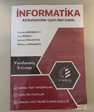 Məhsul: “İnformatika – Abituriyentlər üçün test bankı” (Yenilənmiş lalafo.az -da Məhsul: “İnformatika – Abituriyentlər üçün test bankı” (Yenilənmiş