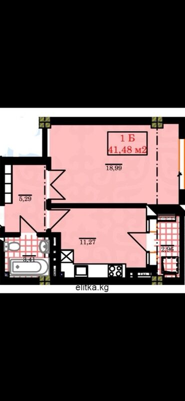 1комн квартира: 1 комната, 42 м², Элитка, 4 этаж, ПСО (под самоотделку)