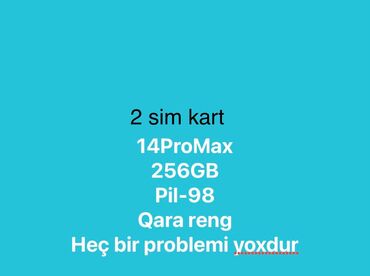 iphone 14 pro max islenmis: IPhone 14 Pro Max, 256 GB, Qara