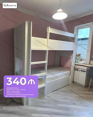 İki mərtəbəli çarpayı - Ölçülər: D 80 × H 180 × E 180 sm - Komplekt