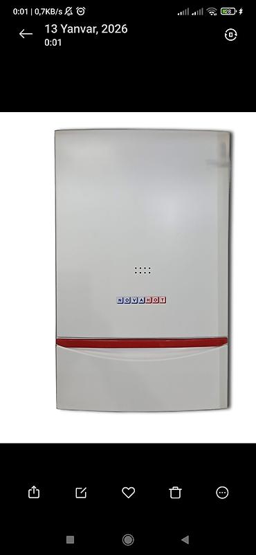 kombi kutusu: Qazan və kombi modelləri - TERMOGAZ, 28 kW, tək esenjor. Ön paneldə — 5