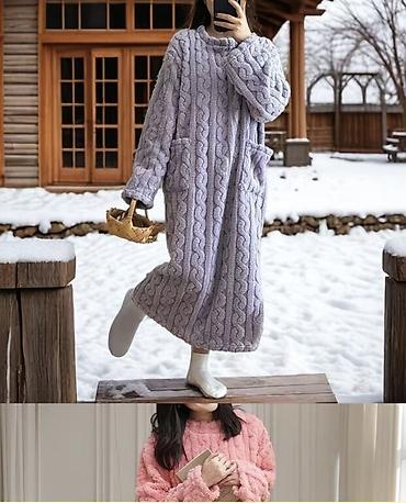 Халаты: Теплое домашнее платье-халат из мягкого плюша - Длина миди/макси — 8