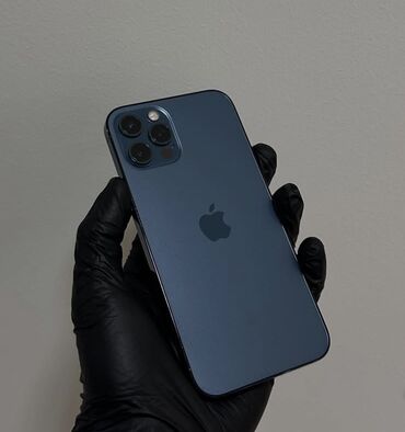 купить сим карту с красивым номером: IPhone 12 Pro, Колдонулган, 256 ГБ, Blue Titanium, Коргоочу айнек, Каптама, Заряддоочу түзүлүш, 99 %