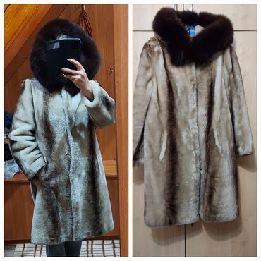 женские натуральные шубы: Шуба, Тизеден, Made in KG, Капюшону бар, L