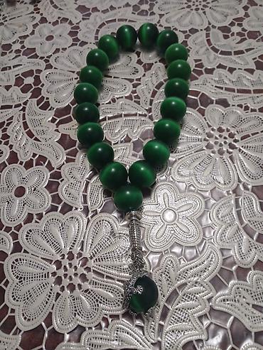 tesbeh zikri: Yaşıl muncuqlu təsbeh - Material: iri ölçülü, mat parıltılı yaşıl — 1