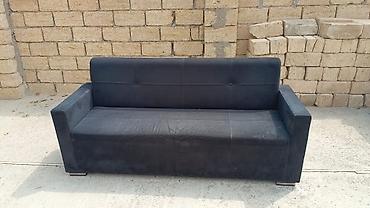 di̇van: Qara rəngli 3 nəfərlik divan - Minimalist, düz xətli dizayn - Yumşaq — 1