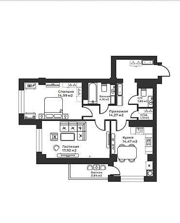 жк лофт: 2 комнаты, 72 м², Элитка, 4 этаж, ПСО (под самоотделку) — 6