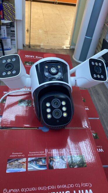kamera 360 derece: Simsiz Wifi ptz 3 kamera 360° 8mp/4K Çöl səraiti ücün matorlu 3