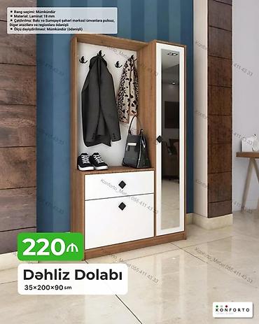 Dolablar: Dəhliz dolabı – 35×200×90 sm - Material: 18 mm laminat - Rəng seçimi — 1