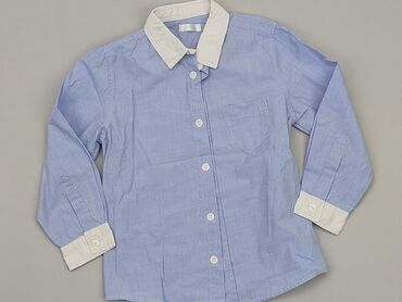 koszula emg collection: Koszula 4-5 lat, stan - Bardzo dobry, wzór - Jednolity kolor, kolor - Błękitny