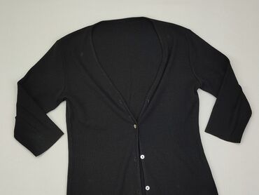 czarne t shirty damskie w serek: Kardigan, S, stan - Dobry