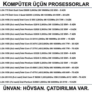 mini pc computer: Kompüter üçün Prosessorlar 📍Ünvan: Bakı şəh, Suraxanı ray, Hövsan qəs — 2