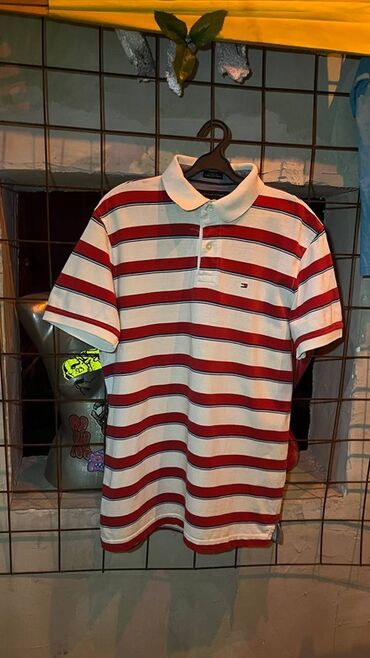 рубашка женская в полоску: Полосатая футболка-поло Tommy Hilfiger с короткими рукавами