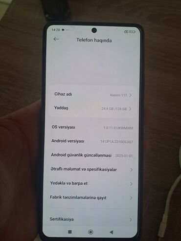 xiaomi telefonlar: Xiaomi 11T, 128 GB, rəng - Gümüşü, 
 İki sim kartlı, Face ID, Barmaq izi