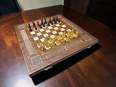 Настольные игры: Деревянный набор 3-в-1: нарды + шахматы+шашки - Материал: натуральное — 5