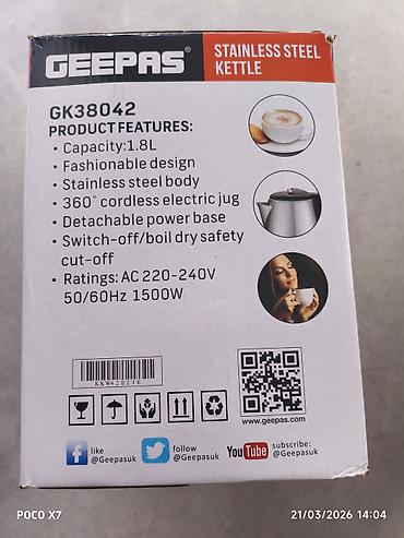 Mətbəx texnikası: Geepas GK38042 elektrik çaydan – paslanmayan poladdan, sürətli və — 2