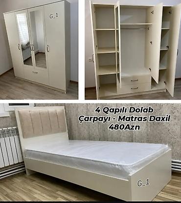 Yataq otağı dəsti – 4 qapılı şkaf və çarpayı (matras daxil) - Rəng