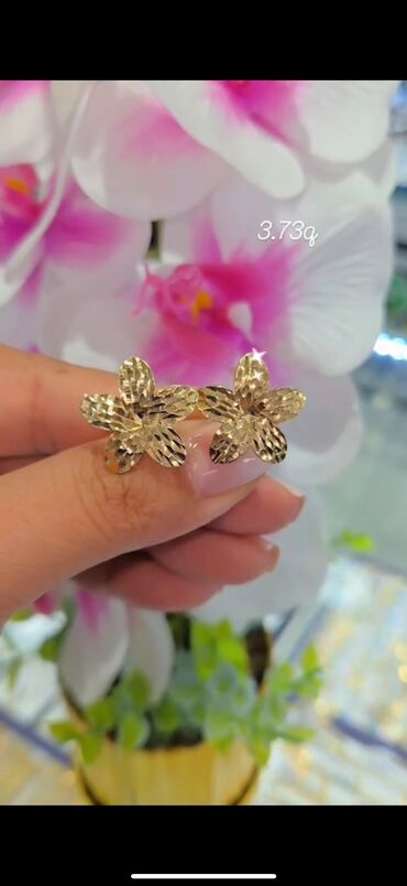 Sırğalar: Sırğa, Sarı qızıl, 585 Əyar, 123 g, Ödənişli çatdırılma, Ünvandan götürmə — 11