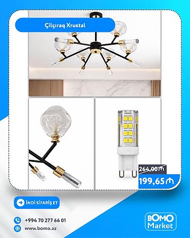 lyustra baku: 🔥 Çilçıraq Xrustal ✅ Marka: No Brand ⁠✅ Lampa: G9 ✅ Rəng: Qara ✅ — 1