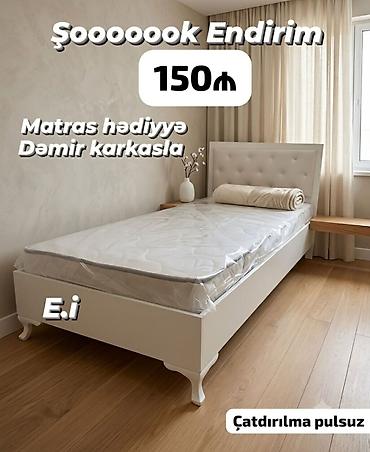 mebel bərpası: Tək nəfərlik çarpayı – 90x200 sm ölçüdə. Sadə və zövqlü dizayna — 2