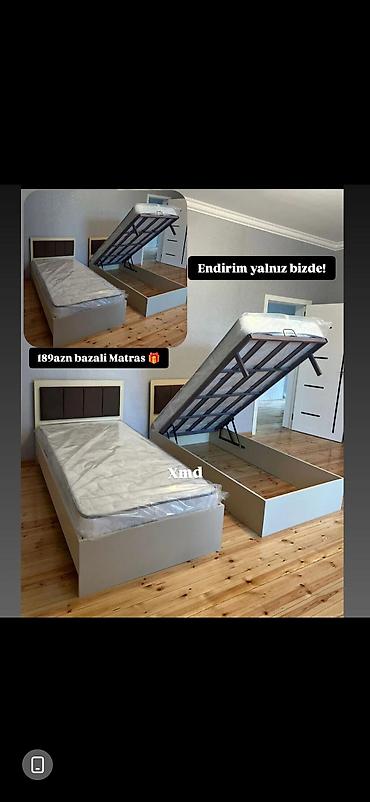 matras tək: Bazalı tək nəfərlik çarpayı və matrass dəsti - Ölçü: tək nəfərlik — 1