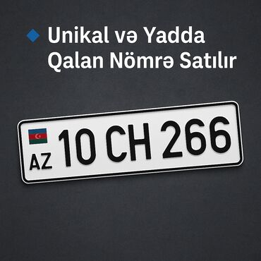 danqrat azərbaycan dilində: Azərbaycan dövlət nömrə nişanı. Nömrənin üzərində "10 CH 266"