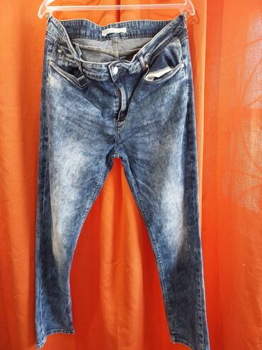 кожаные джинсы: Джинсы L (EU 40), XL (EU 42), цвет - Синий