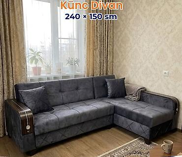 Divanlar: Künc Divan – 260 × 160 sm - Modellər: boz, açıq bej, qırmızı və digər — 17