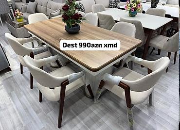 Yemək otağı dəsti – masa və 6 ədəd stul • Masa: Dikdörtgen forma