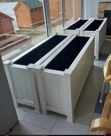 Bitkilər üçün dibçəklər: Dibçək Ağacdan hazırlanmış dekorativ uzun formalı çiçək yeşikləri - — 11