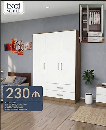 Dolablar: Yeni, 3 qapılı, Siyirməli, Ağ, Açılan, Düz dolab — 1