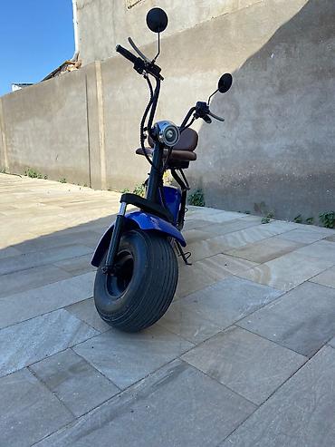skuter motor elektrik: Elektrik skuter – citycoco tərzi, geniş təkərli - Rəng: mavi/qara — 1