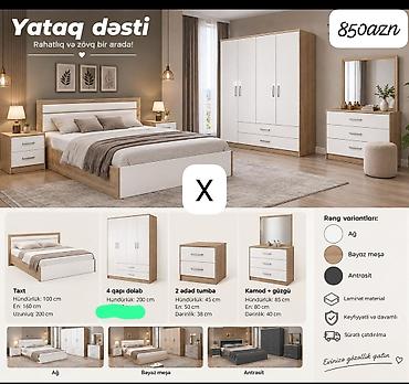 Yataq dəsti – rahatlıq və zövq bir arada Komplektə daxildir: - Taxt lalafo.az -da Yataq dəsti – rahatlıq və zövq bir arada Komplektə daxildir: - Taxt