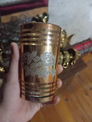 stakan: Çay dəsti, rəng - Qızılı, Metal, Azərbaycan — 4