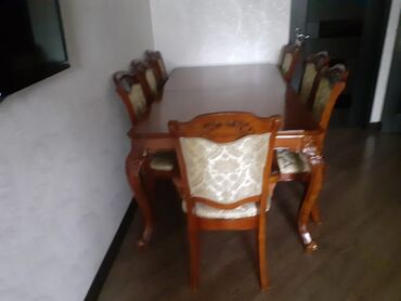 Стулья: Для гостиной, Б/у, Квадратный стол, 8 стульев
