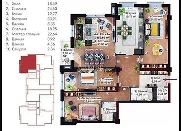 nova grand: 4 комнаты, 153 м², 10 мкр Элитка, 3 этаж, ПСО (под самоотделку) — 3