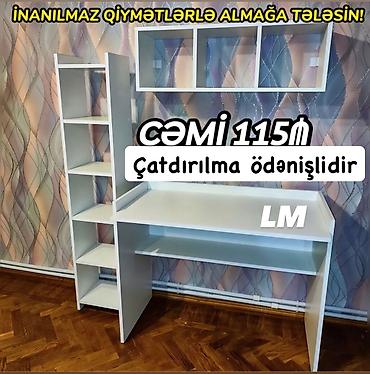 is stolu: Masa və rəf dəsti – kompakt iş/oxu guşəsi üçün funksional həll. Ağ — 1
