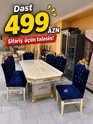 Masa və oturacaq dəstləri: Masa–stul dəsti - Klassik üslubda 1 ədəd iri yemək masası və 6 ədəd — 4