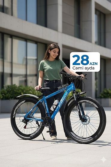 velo 28: Velosiped – 26 ölçü Kredit tək şəxsiyyət vəsiqəsi ilə - Rəng: mavi - — 1
