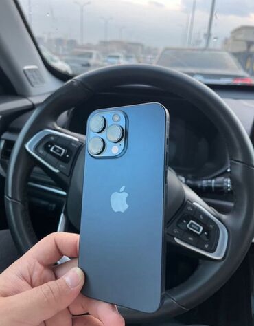 бу айфон 15 про макс: IPhone 15 Pro, Колдонулган, 256 ГБ, Blue Titanium, Коргоочу айнек, Каптама, 88 %