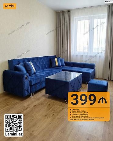 Künc divan dəsti - Model: Künc Divan (Kod: 4072) - Ölçülər: 260 × 160