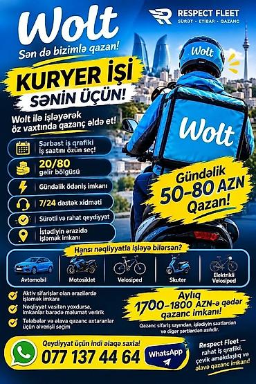 166 ise qebul: Sürücü-kuryer tələb olunur, Nəqliyyat təmin edilir, Gündəlik ödəniş, Təcrübəsiz — 1
