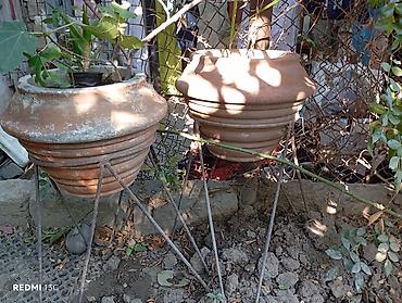 Böyük gil dibçəklər altlığı ilə, 2 ədəd dəst. Həyət, bağ evi, veranda
