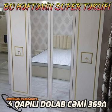 4 qapılı şkaf: Yeni, Açılan, 4 qapılı Düz dolab, Qarderob, paltar dolabı, Azərbaycan