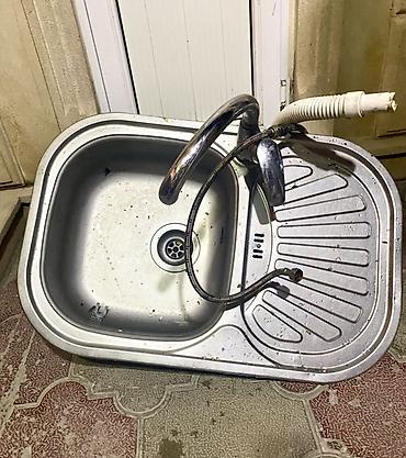demir su çen: Mətbəx üçün paslanmayan poladdan birgözlü lavabo və damcılıq sahəsi - — 2