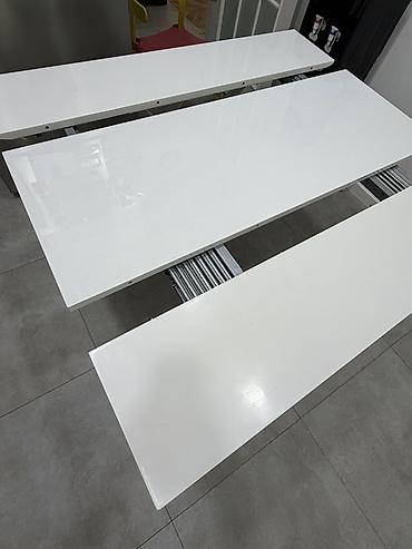 раздвежной стол: Стол трансформер Для кухни, Раскладной стол, Длина, см: 120–140 см, цвет - Белый — 6