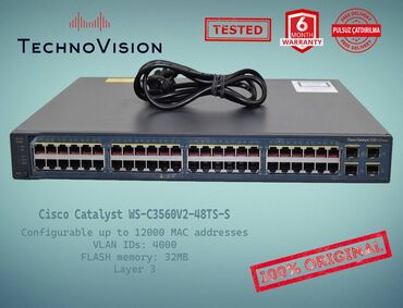 modem tenda: Cisco Catalyst WS 3560V2 48TS S ✔️Sertifikasiyadan keçmiş təcrübəli