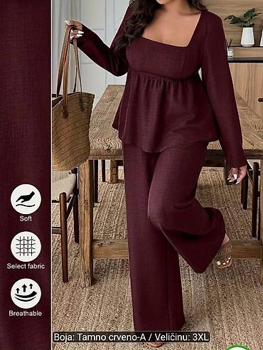 teme glave: Dvoset – bluza i pantalone, boja: tamno crveno-A, veličina: 3XL - — 2